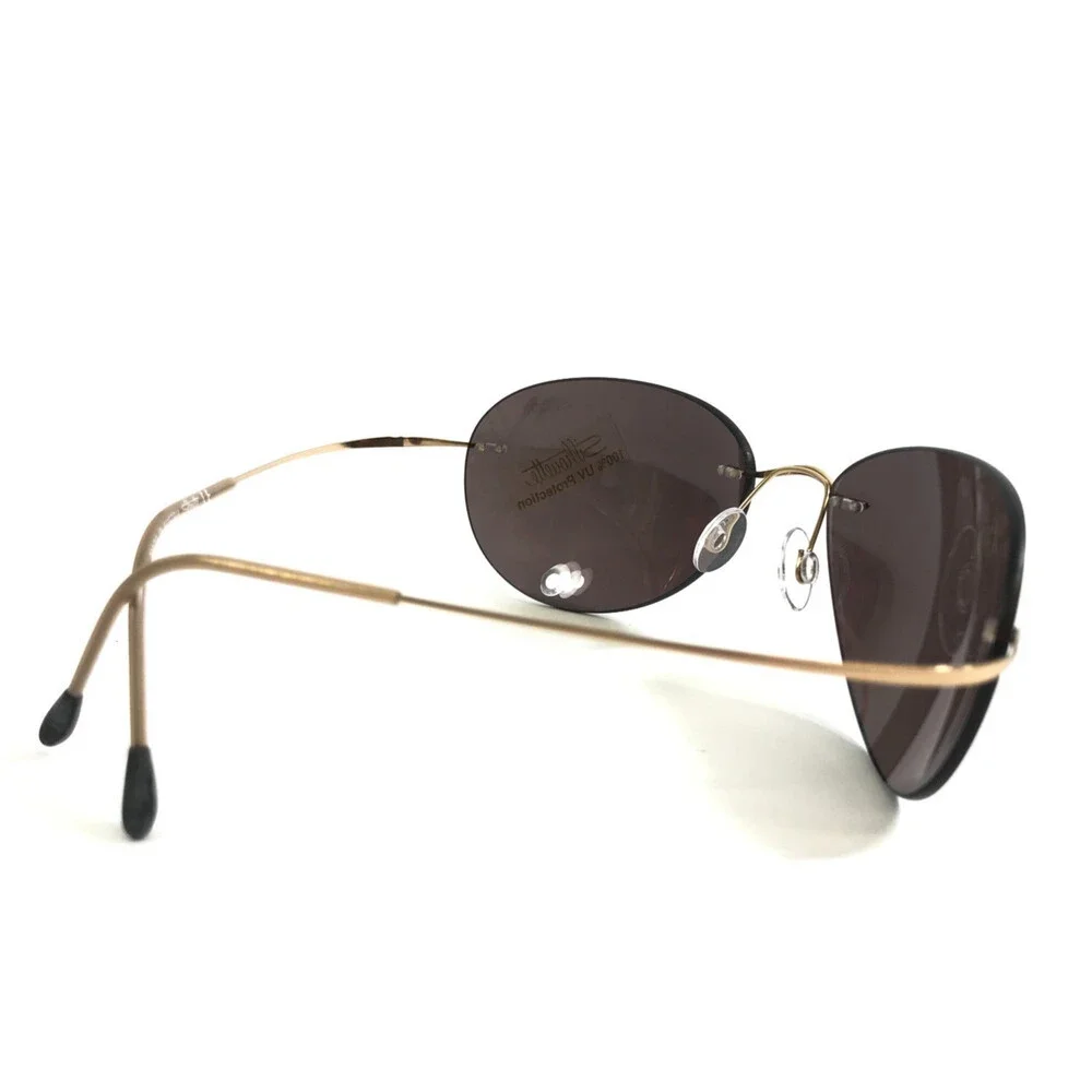 Silhouette Sunglasses M8568 /25 6072 Gold Rimless Frames with Dark Brown Lenses